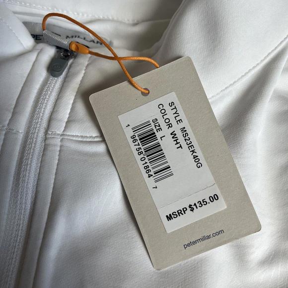 Peter Millar Men's White Perth Frondescence Performance Q-Zip Pullover NWT $135 - Picture 6 of 9